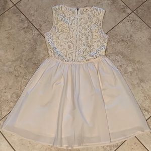 Off-white lace mini dress